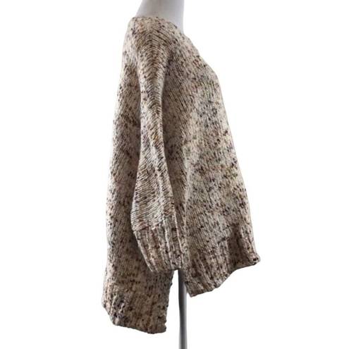 Lou & grey  for LOFT Cream Purple Flecked Chenille Poncho Sweater Womens Pullover