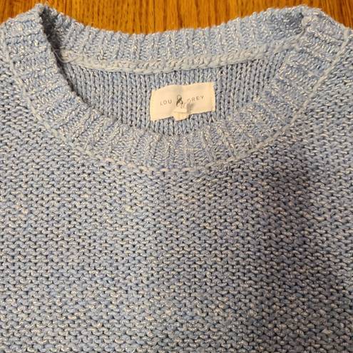 Lou & grey  Sweater Women's Medium Pullover Baby Blue Chunky Knit Scoop Neck