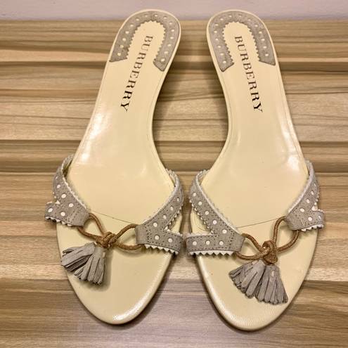 Burberry Gray Tassel Sandals Size 37.5 Italy 7 US