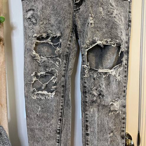 One Teaspoon  Gray Acid Melrose Trashed Freebirds In 27” Boyfriend Cut Jeans