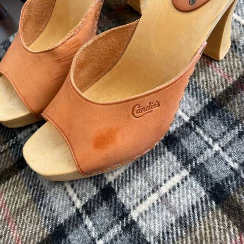 Candie's Vintage 80s Candie’s Candie Heeled Mules Shoes Tan 8