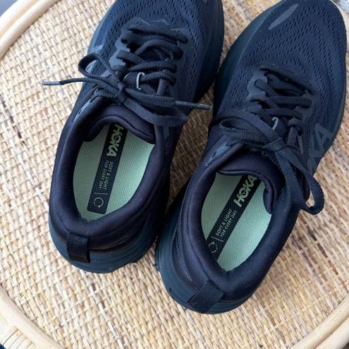 Hoka  One One Bondi 8 Black Low Top Road-Running Sneakers Women’s Size 7.5