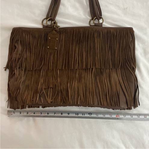 Nine West  Large Leather Fringe Bag Purse GUC! #81