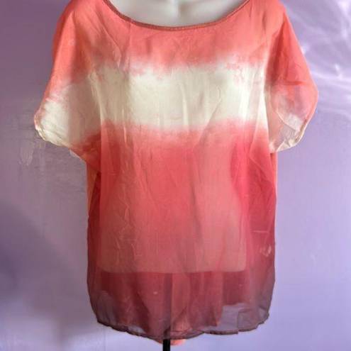 Bobeau  Sheer Blouse Rust/Orange Pullover Size Large