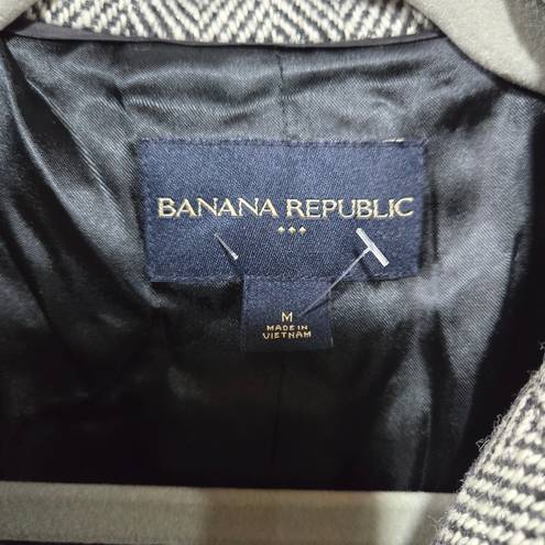 Banana Republic Black Herringbone Metallic Wool Blend Women's Coat Size Medium