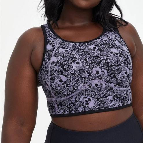 Torrid 2X //  Floral Skull Print Low-Impact Wireless Longline Active Sports Bra