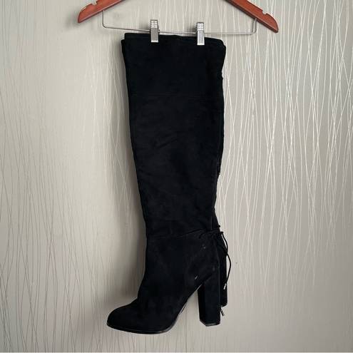 mix no. 6  Praha Black Over the Knee Heeled Boot Size 11