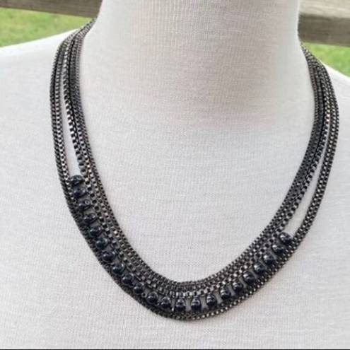 Talbots  gunmetal black multi strand necklace