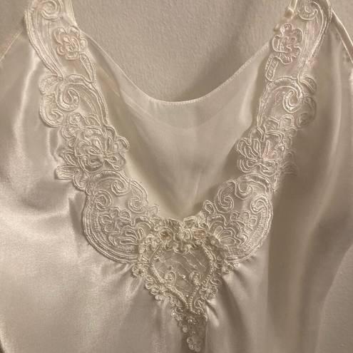 Vintage Dentelle Satin Nightgown Slip in White