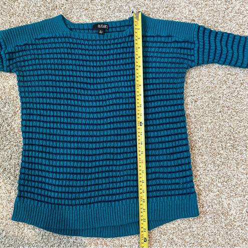 a.n.a A New Approach Teal and Navy Knit Striped Sweater Size Petite Small