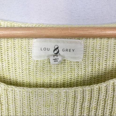 Lou & grey  Pale Yellow Round Neck Ribbed Knit Pullover Sweater M