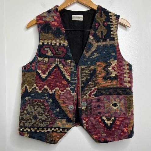 Coldwater Creek VTG  Southwest Aztec Style Vest Open Front Tapestry Boho Medium