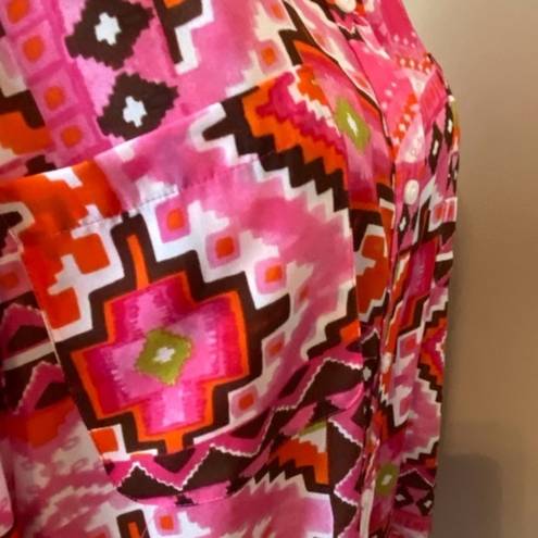 Jones New York  Blouse Size XL Multi Color Long Sleeves 100% Polyester Shirt Top