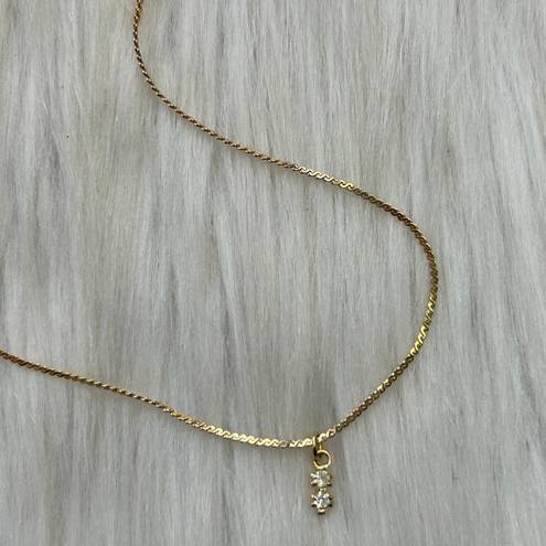 Dainty faceted rhinestones gold tone necklace