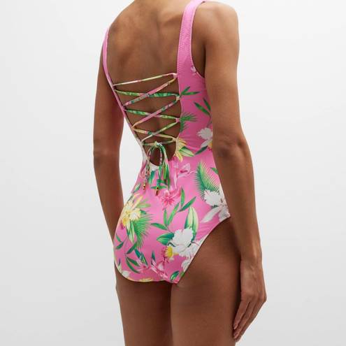 Tommy Bahama Orchid Garden Reversible Lace-Back One-Piece Swimsuit NEW