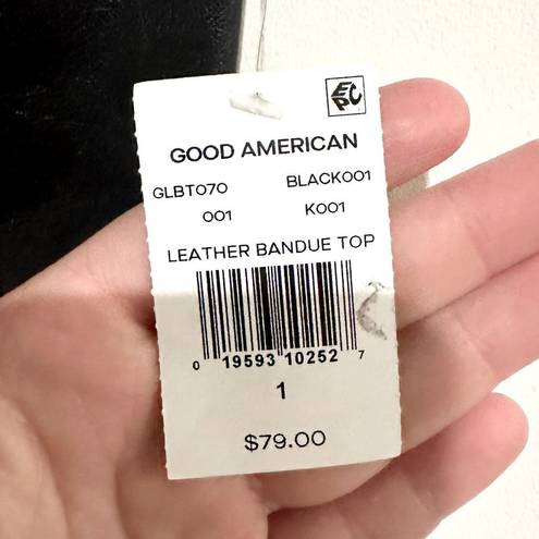 Good American NWT  Black Better than Leather Bandeau Top - Size 1 (Small)