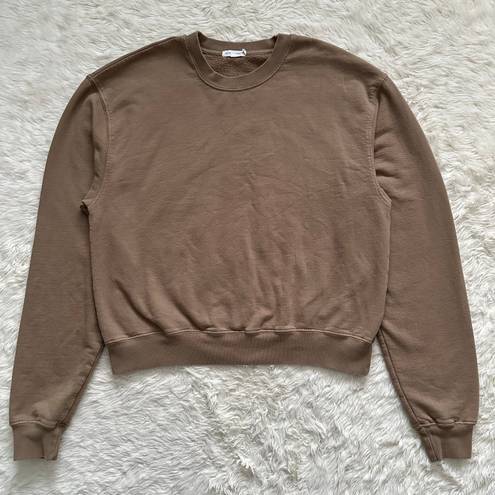 Good American Sweatshirt Crewneck Long Sleeve Pullover Sweater Tan Brown L