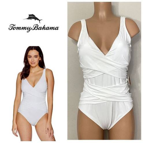 Tommy Bahama New.  white cross front swimsuit. Size 14. Retail $140