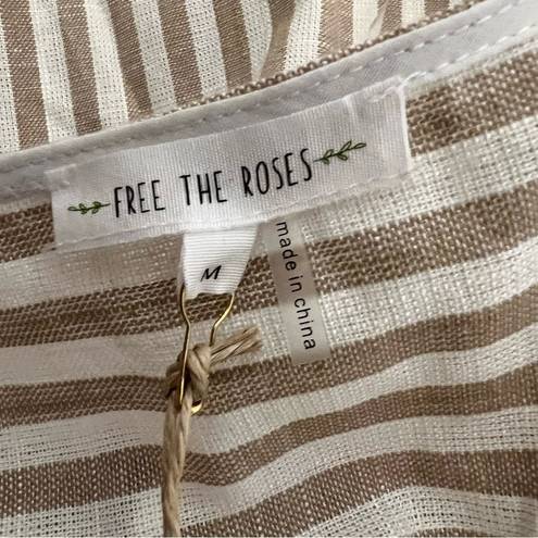 Free The Roses  Linen Blend Romper Size M NWT