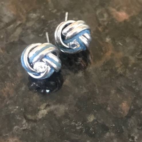 American Eagle AE Women's Silver/Blue Knotted Stud Earrings