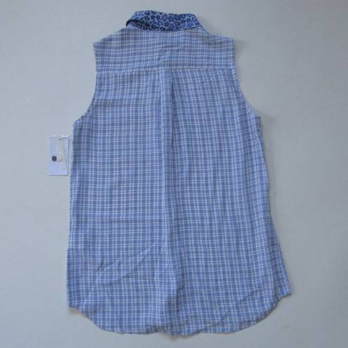 Equipment NWT  Sleeveless Slim Signature in Nautical Blue Silk Button-up Shirt S