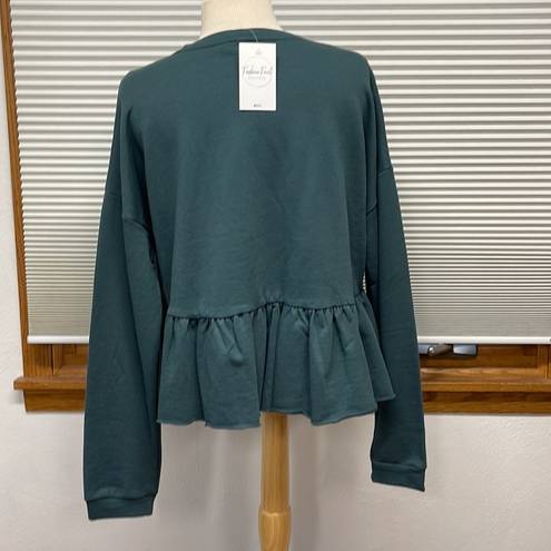 Wishlist  NWT Green Peplum Sweatshirt Size M/L