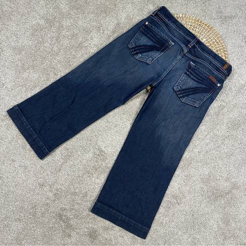 7 For All Mankind  Dojo Cropped Capri Straight Leg Jeans Blue Dark Wash Size 26