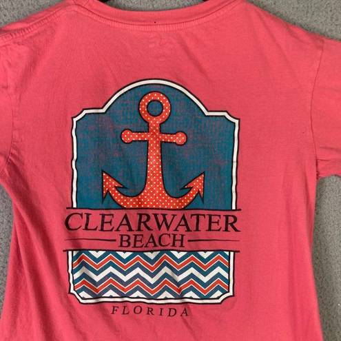 Surf Style Clearwater Beach Florida T-Shirt  Womens Size Small Short Sleeve Pink