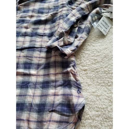 Treasure & Bond   Blue-Pink Ryan Plaid Boyfriend  Button Down Shirt Womens Size S