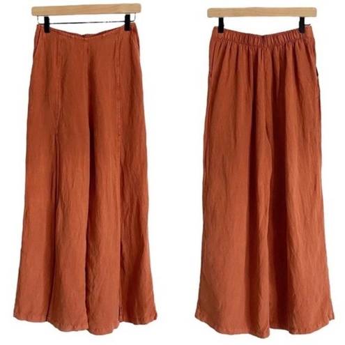 Young Fabulous and Broke  Wide Leg Cropped Linen Pants High Rise Beach C16