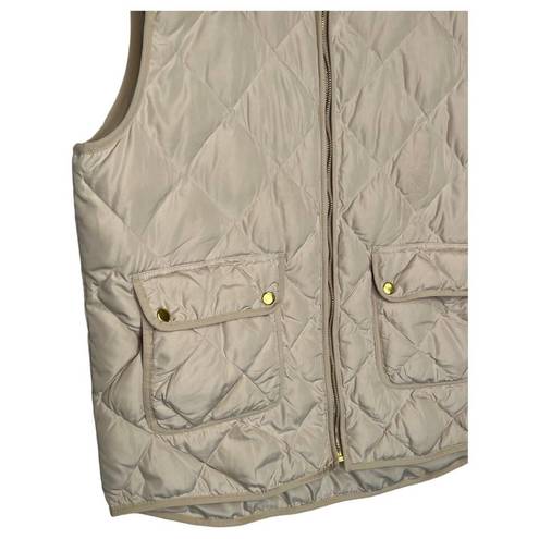 Woolrich  Puffer Vest Womens XL Duck Down Feathers Quilted Pockets Full Zip Tan