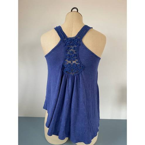 Vintage Havana  womens blue tank top lace embellished cropped size L