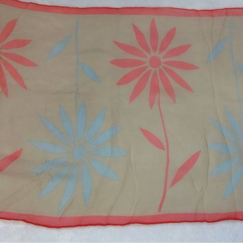 Daisy Vintage Glentex Hand Rolled Made in Japan Silk Floral  Scarf