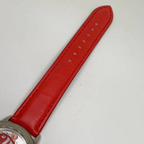 ma*rs M&M's Character  2015 Watch 35mm silver tone case red leather band running