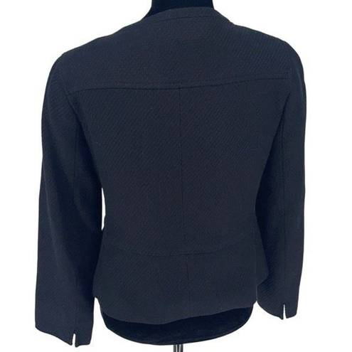 Talbots  Womens Blazer Jacket Button Pocket Long Sleeve Lined Black Petite Small