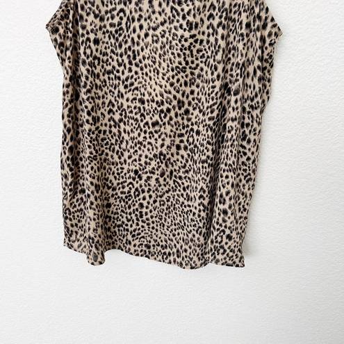 Pleione [] Leopard Print Ruffled Sleeveless Square Neck Tank Top NWT Sz Medium M