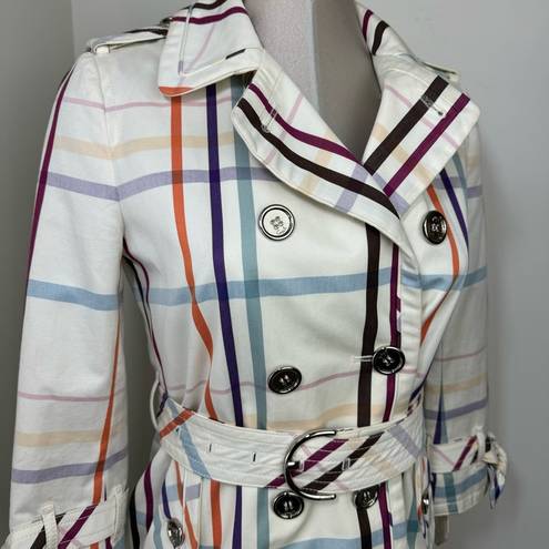 Coach  Tattersall Short Trench Coat Multicolor Size 2 (Small) Mid Length Jacket