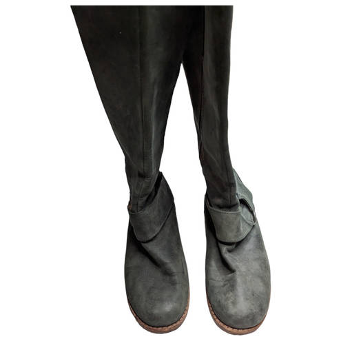 Olukai  Holo Lio II Gray Leather Knee High Equestrian Flat Harness Tall Boots 7