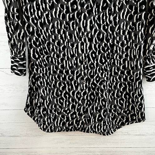 Equipment  Leopard Print Silk Button Down Blouse Size S