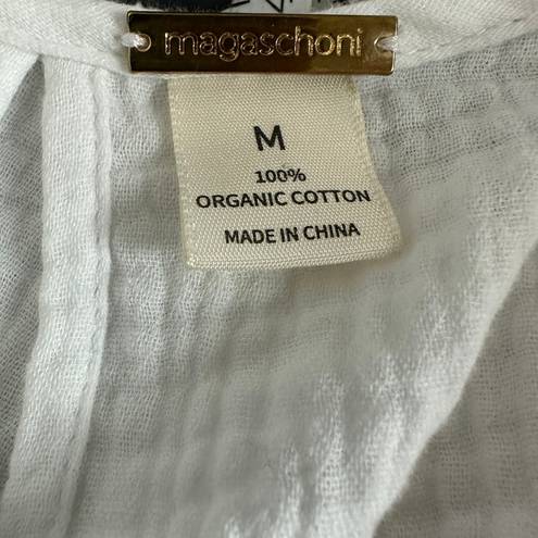 Magaschoni  Gauze Ruffle Dress White MEDIUM Organic Cotton Beach Resort Designer