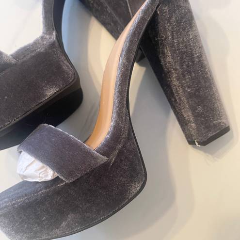 Bamboo Cute Gray velvet ankle straps platform sandals high heels