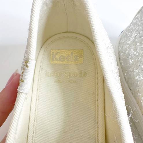 Keds  X Kate Spade Triple Glitter Lace Up Platform Sneaker White Women's 6