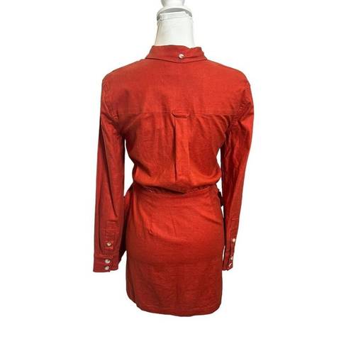 L'Academie   The Adelyn Mini Dress in Cherry Red Front Button Women’s Size XXS