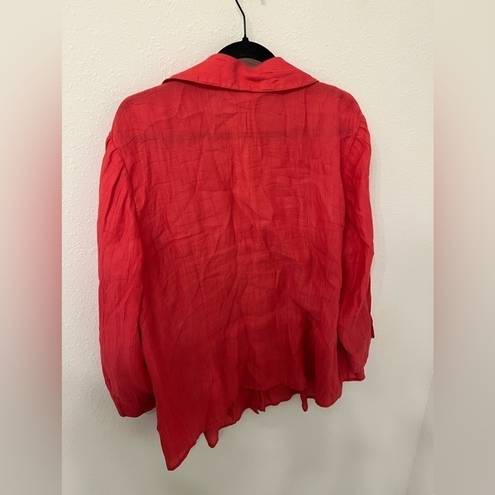 Coldwater Creek  red linen button down