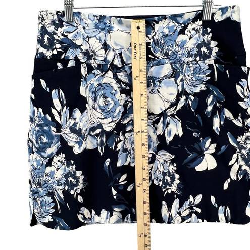 Krass&co SC &  Skirt Skort Womens L Blue Floral Pull On Tummy Control Pockets Athletic