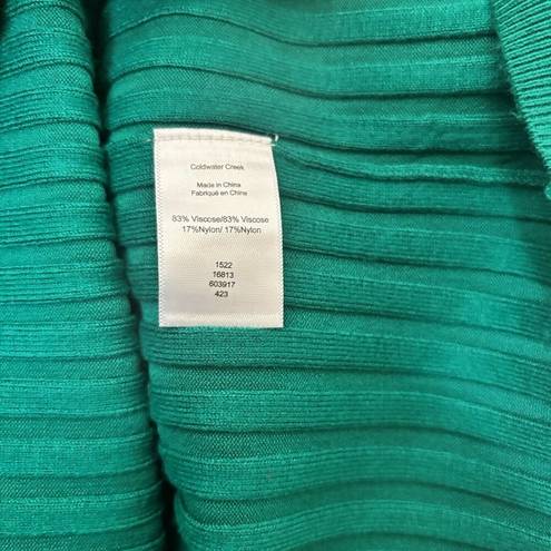 Coldwater Creek  Sweater Womens 2X Green Ribbed Pullover Long Sleeve Sweatshirt