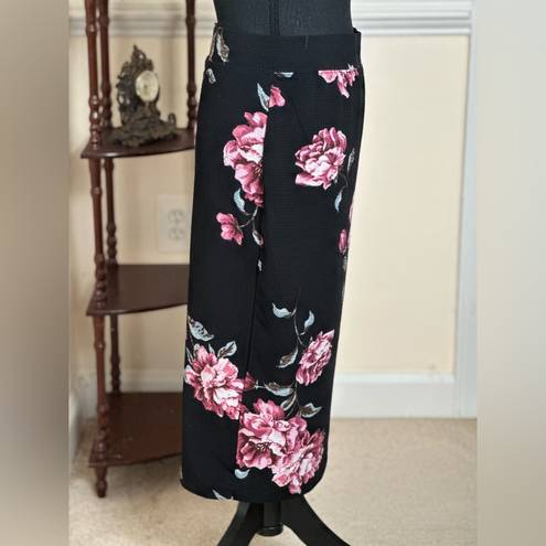 Iris Floral Print Knee Length Fitted Style Pencil Skirt