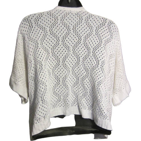 Notations  White Knit Open Short Sleeve Cardigan Size 1x