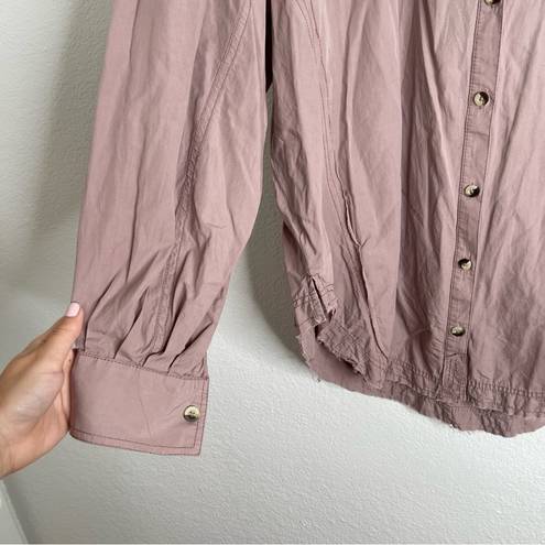 We The Free  Mauve Long Sleeve Button Down Shacket Style Small