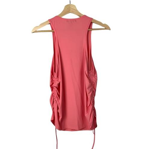 AQUA  Sport Coral Pink Scoop Neck Ruched Side Athletic Tank Top S